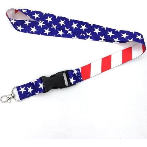 American US Flag USA Neck Strap Lanyard For Key Chain ID Card Badge Holder Webbing Ribbon Hanging Rope Mobile Phone Accessories