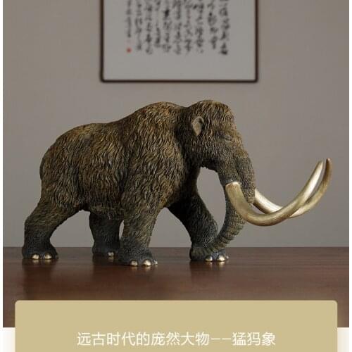 60cm large Global Limited Edition Original Mammoth Elephant color brass Sculpture home office business art animal TOP Ornament