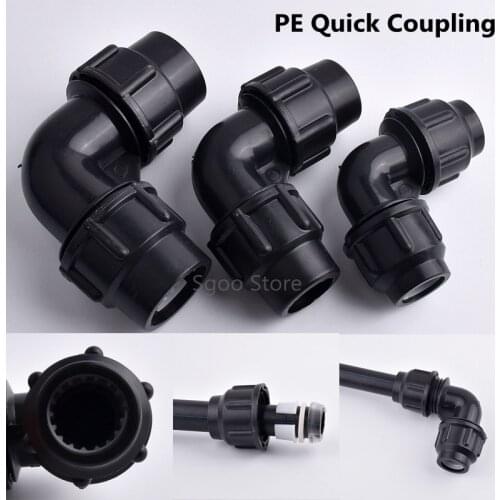 1pc 20~63mm L Type PE Garden Right Angle Elbow Connector Water Pipe Connectors farmland Agricultural Irrigation Fittings