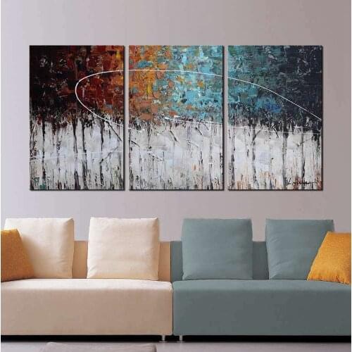 Modern Art Abstract Painting Color Forest 3 panel Canvas Art Abstract Oil Painting on Canvas Handmade Wall Art Decor Home
