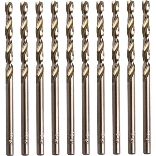 10Pcs 1/1.5/2/2.5/3/3.5/3.5/4/4.5/5 mm M35 Round Shank HSS-Co Cobalt Twist Drill Spiral Drill Bit