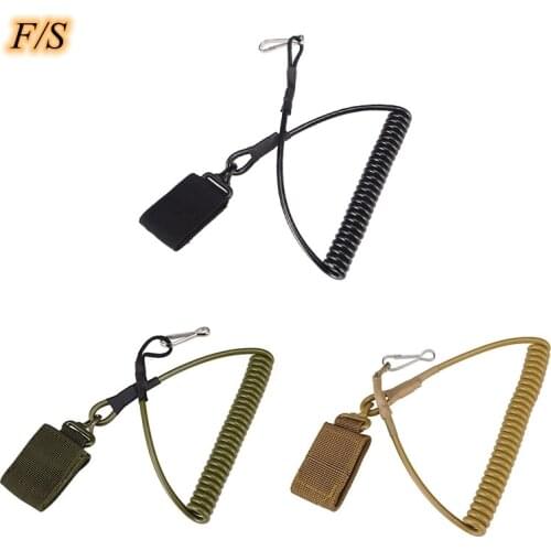 Tactical Anti-lost Elastic Lanyard Rope Military Spring Safety Strap Gun Rope For Key Ring Chain Flashlight Hunting Accessories
