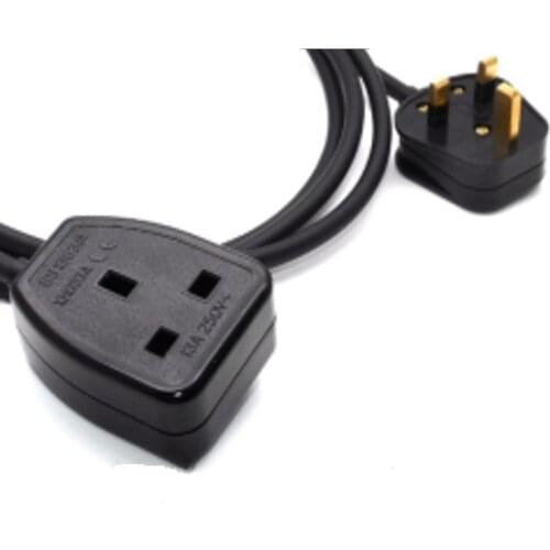 1M/2M UK 3 Prong Extension Power Cord,IEC UK Male Plug to Female Outlet Socket HongKong Power Cable Extented