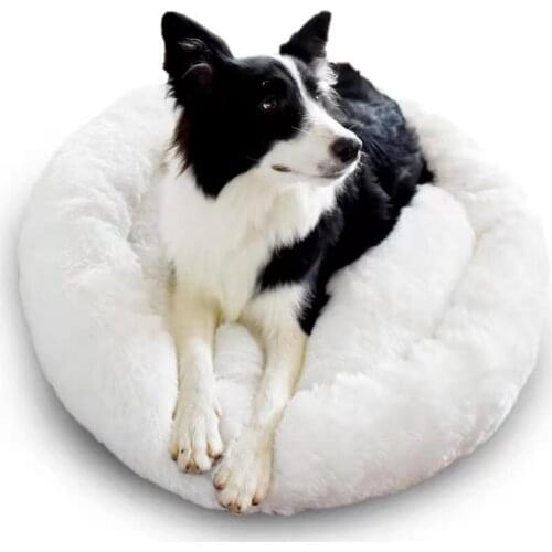 Pet Dog Cat Bed Comfy Shag Warm Fluffy Cushion Mattress Fur Round Nest