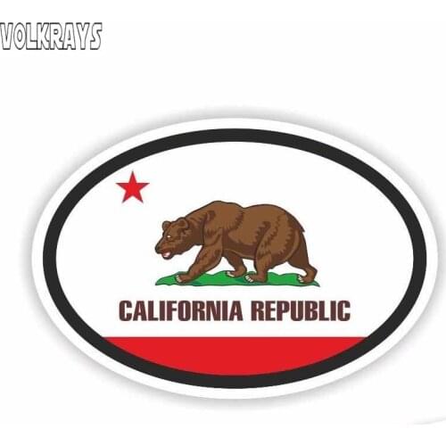 Volkrays Creative Car Sticker California Republic Country Code Accessories Reflective Waterproof Sunscreen Vinyl Decal,7cm*12cm