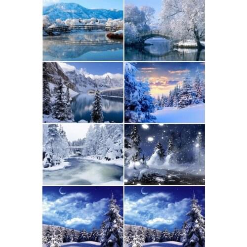 Yumeart Diamond Painting Snow Scenery Square Diamond Embroidery Sale Winter Landscape Picture Of Rhinestones Mosaic Home Decor