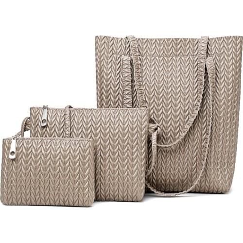 Bag Womens 2018 Fashion New Style WOMENS Handbag Korean-style Woven Bag 3pcs Set-WOMENS Bag