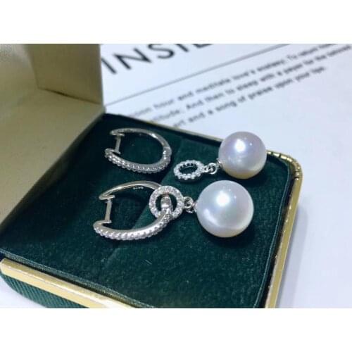 2 Color 925 Sterling Silver Earrings Mountings Jewelry Parts Fittings Women Accessories for Pearls Beads Stones Agate Jade