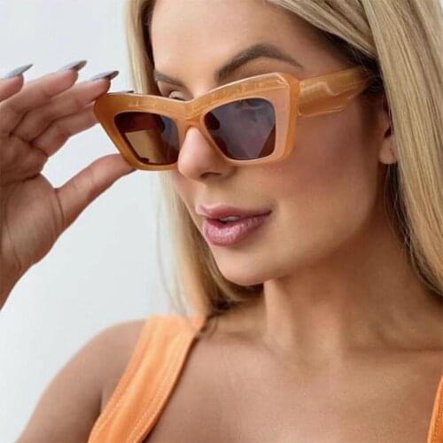 HKNA 2021 Luxury Women Sunglasses High Quality Trends Oversized Sunglasses Women Luxury Designer Orange Glasses Square Shades
