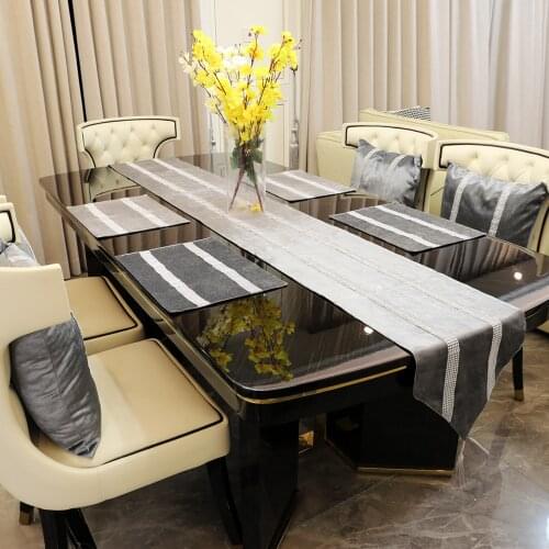 1pcs Gray Table Runner Pillow Case Table Mat Flannel Diamond Home textile Table Runner Table Decorations for Home Wedding Party