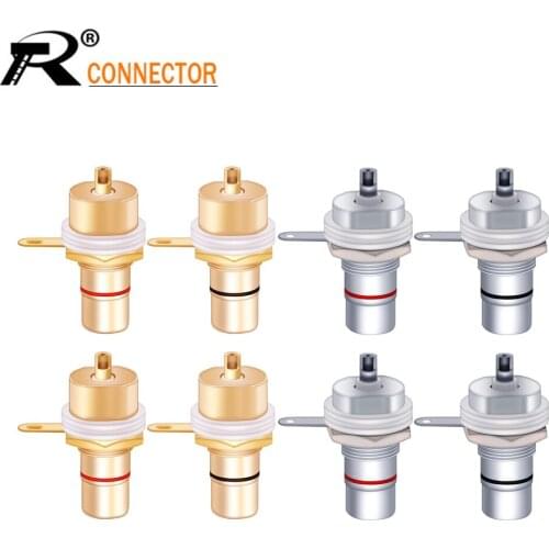 10pcs/5pairs Rhodium/Gold Copper CMC RCA Female Terminal Jack Socket AV Audio Video RCA wire Connector