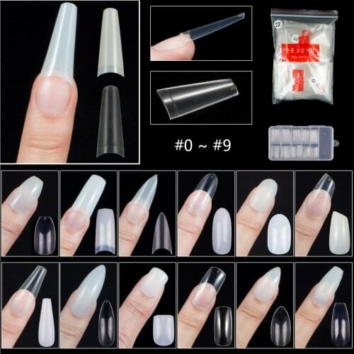500Pcs/bag Acrylic False Nail Tips Long Stiletto Fake French Tips UV Gel DIY Full/Half Press On Nails Art Manciure Salon Tools