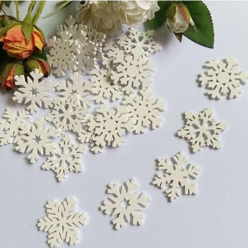 100pcs Christmas white snowflake 35mm Wood Button Sewing Scrapbooking 2 Holes Craft Scrapbook bulk botao para artesanato