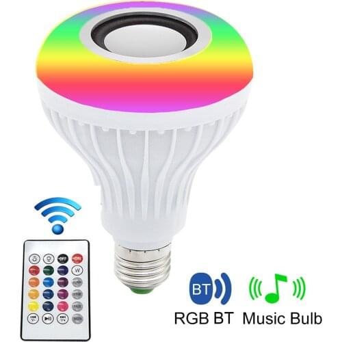 12W RGB BT Colorful Music Bulb LED Lamp E27 Wireless Speaker Smart Light Music Player Audio with Remote Control