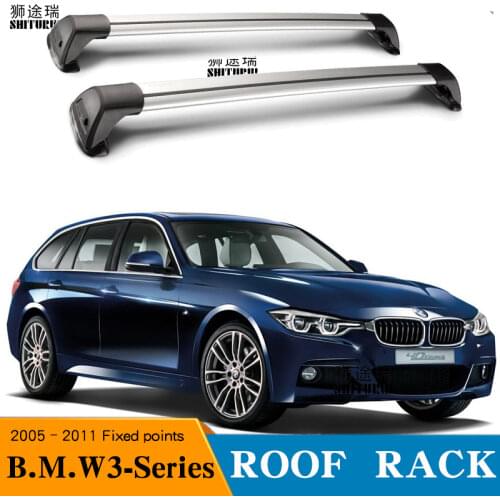 2 pcs For BMW 3-Series, 5-dr Estate, 2005-2011 Fixed poin roof rack roof bar car special aluminum alloy belt lock Led