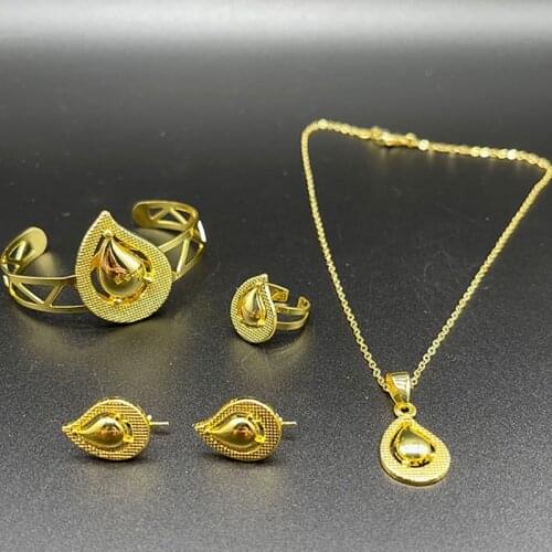 African Bangles Gold Dubai Jewelry Sets for Baby France Kids Girls Ethiopian Colorful Rings Earrings Arab Children Birthday Gift