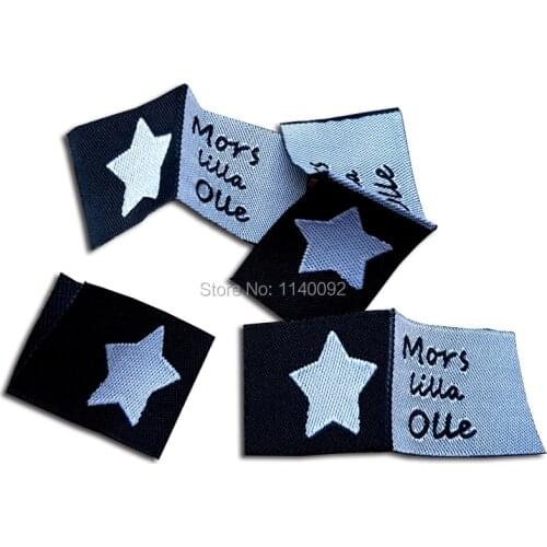 Free shipping custom clothing woven labels with cut/garment embroidered tags/brand name/trademark/T-shirt labels 1000 pcs a lot