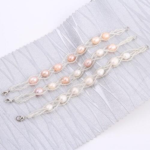 100% nature freshwater pearl bracelet with small crystal beads