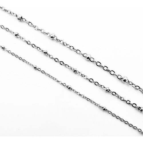 1.5/2/2.5mm Width 316L Stainless Steel Cross Chain With Bead Fashion Cute Necklace Jewelry
