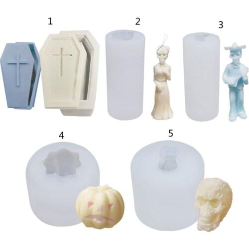 DIY Halloween Ghost Groom/Ghost Bride/Devil Pumpkin/Skull Candle Epoxy Resin Mold Handmade Soap Plaster Silicone Mould