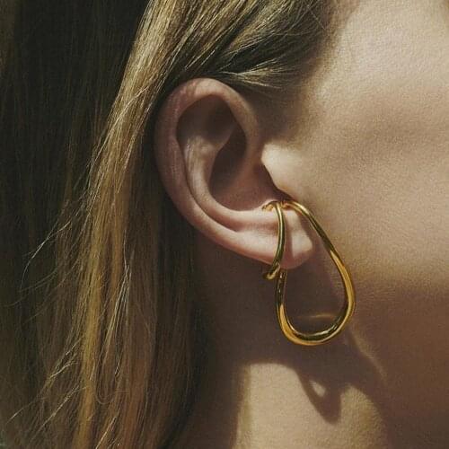 European and American irregular clip women double line earbone clip personality exaggerated hip-hop tide earhole earrings