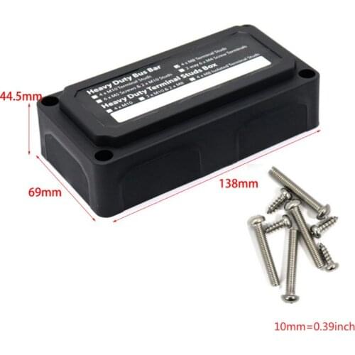 Heavy Duty 4 Way Bus Bar/Power Distribution Box With Screw On Cover - 300A