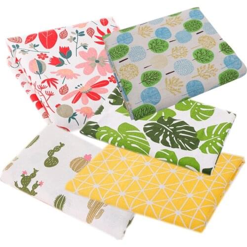 Printed Cotton Linen Fabric DIY Linen Crafts Sewing Curtain Tablecloth Cloth For Placement/Bag Handwork Christmas Birthday Gift