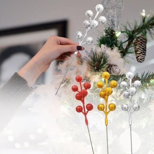 Mini Artificial Flower Fruit Stamens Cherry Christmas Pearl Berries Arrangements Foam + Wire Colorful Festival Supplies