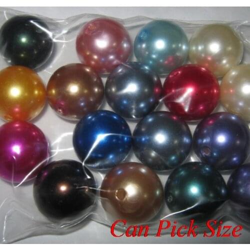 Jfg3 mixed multicolor 4mm 6mm 8mm 10mm 20mm Imitation resin Loose Acrylic Pearl Beads For Chunky Kids Necklace