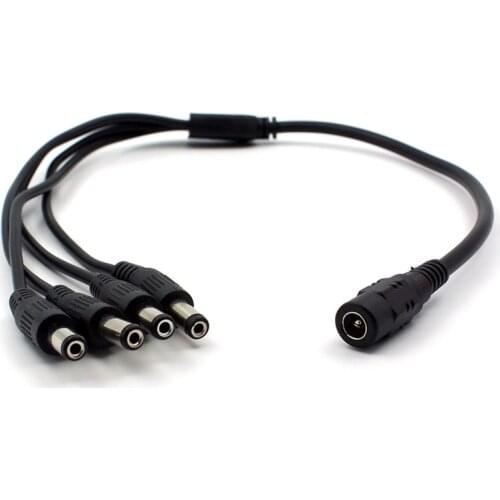 1 DC Female To 4 Male Plug Power Cord Adapter Connector Splitter Cable for CCTV Video Surveillance Security IP Camera LED Strip