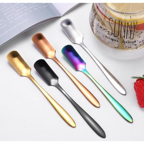 Stainless steel coffee spoon colored ice cream spoon hotel restaurant dessert ice cream cake spoon Creative Square head