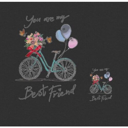 Fashion Iron On Patches For Clothing Flower basket bike DIY Washable Applique Thermal Sticker On Clothes Accessory