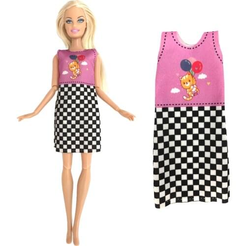 NK One Pcs Doll Casual Flower Tiger Pattern Vest Long Skirt Fashion Dress Suitable For Barbie Accessories Doll Best Girl Gift 8X