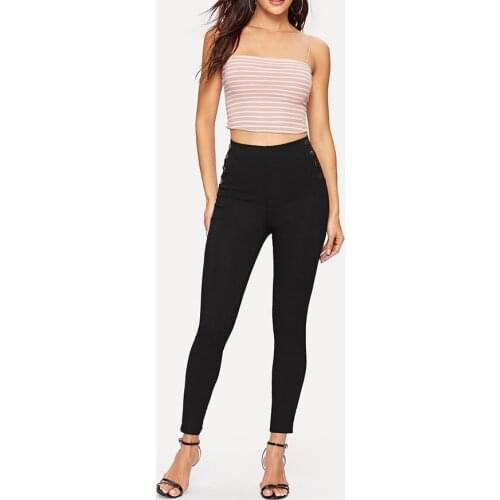 New ladies black slimming pencil trousers high quality slim office ladies high-waisted trousers