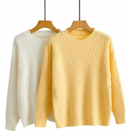 Autumn Winter Casual O Neck Loose Knitted Sweater Women 2021 Fashion Soid Color Long Sleeve Basic Elegant Pullovers Female Tops