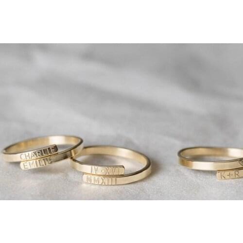 AurolaCo Fashionable Simple Private Custom Name Opening Gold-plated Ring Couple Jewelry
