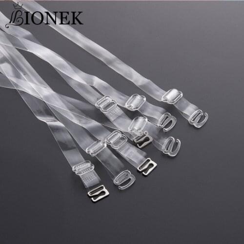 BIONEK 5Pairs Transparent Bras Straps Beauty Back High Elastic Fashion Stripe TPU Elastic Adjustment Type Crystal Invisible Belt