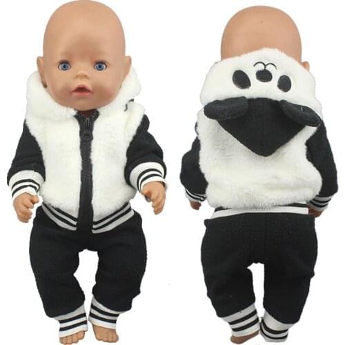 Cute panda clothes Suits Set Fit For 43cm Baby Doll 17 Inch Reborn Baby Doll Clothes, Shoes are not included