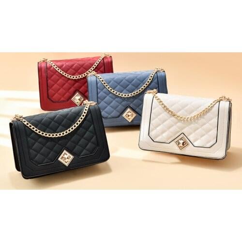 2021 Rhombus Chain Bag Fashion Womens Bag Small Fragrance All-match Ladies One-shoulder Messenger Bag Messenger bag Wild Bag