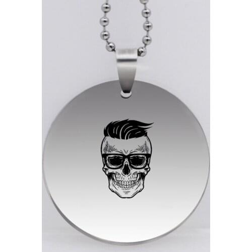 Ufine vintage jewelry dad gift pendant army card eye glass cool skull stainless steel customed necklace N4486