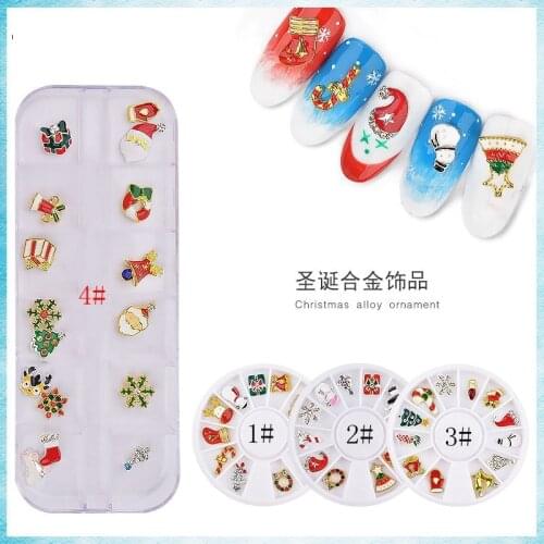 12PCS/SET metal 3d Diamonds nail art christmas decorations charms nails glitter rhinestones wheel nail supplies jewelry