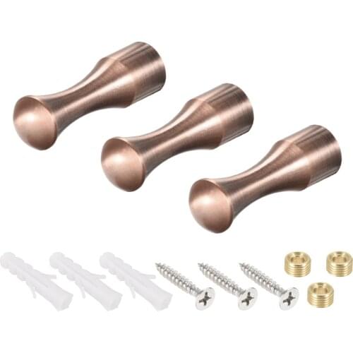 Uxcell Wall Hook Robe Towel Hook Coat Hooks 14x45mm(DxL) Brushed Copper Tone for Hanging Keys, Tie String 3Pcs