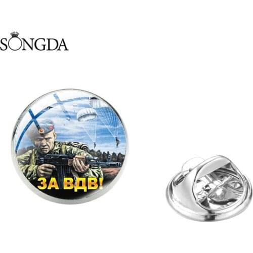 Vintage Russian Military War Anime Emblems Stainless Pin Brooch Army Art Photo Glass Dome Badge For Man Jewelry Gift Accessories