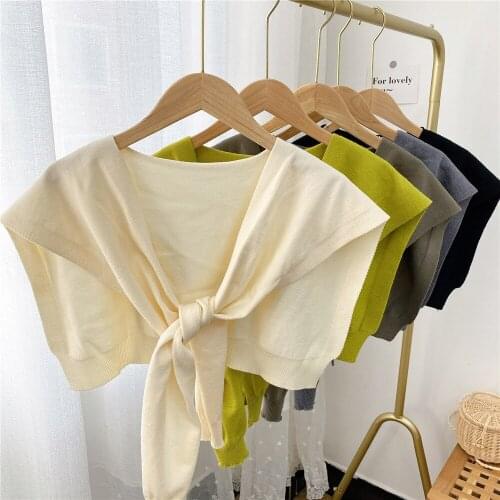 Vintage Women Necklace Detachable Lapel Shirt Knitted False Collar Girls Tie Neckwear Nep Kraagie Fake Collars Solid Color Cape