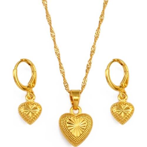 Anniyo Heart Jewelry Set for Women Girls The Best Gift for Love Pendant Necklaces Earrings Wedding Engagement Gifts