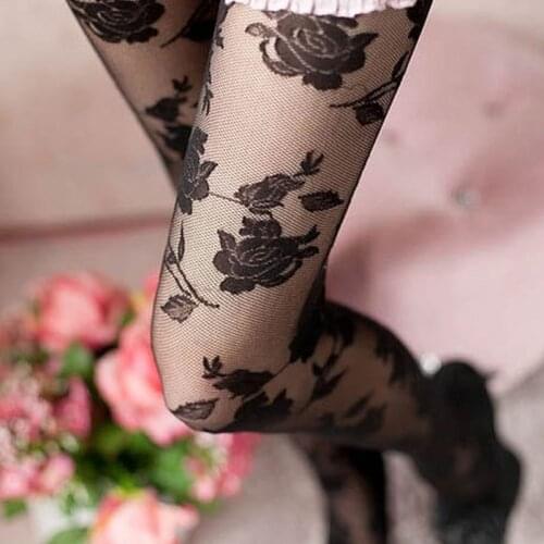Women Fashion Rose Pattern Tight Lace Pantyhose Spring Autumn Seamless Sexy See-through Stockings носки женские Hot