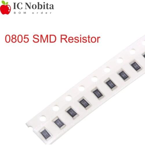 100PCS 0805 SMD Resistor 1% 1/8W 0R ~ 10M 0R 1R 10R 100R 220R 330R 470R 1K 2.2k 4.7K 10K 47K 100K 1M 2M 0 10 100 330 470 Ohm