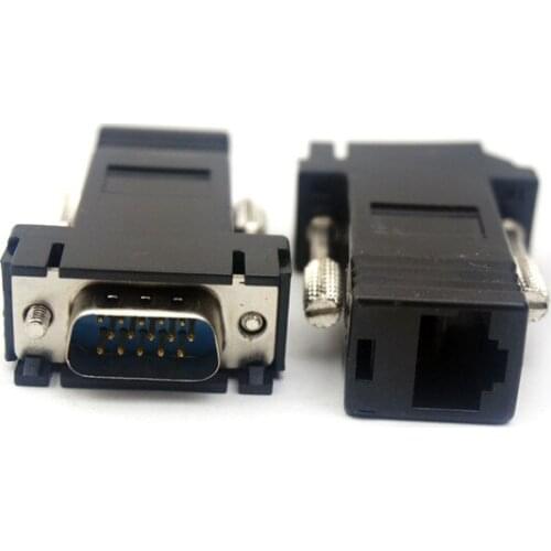 100pcs/lot VGA Extender male to LAN Video CAT5 CAT6 RJ45 Network Cable Adap New