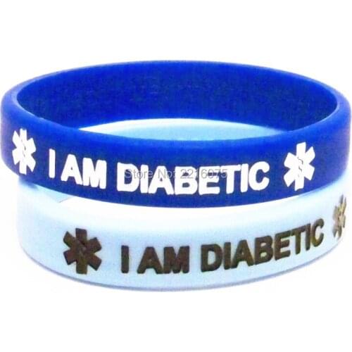300pcs Medical I Am Diabetic wristband silicone bracelets free shipping by DHL express