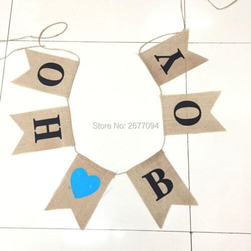 6pcs/Set Printed Burlap Birthday Banners for Boys Birthday Party Decoration OH MY BOY Flag Jute Triangl Flags Vintage Decoration